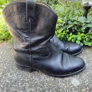 Ariat A2 Classic Western Boots Men US 13 Black Leather Almond Toe Pull On Cowboy